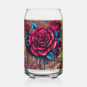 ピンク色のバラ ガラス缶 (正面)