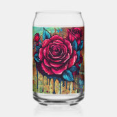 ピンク色のバラ ガラス缶 (裏面)