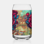 ピンク色のバラ ガラス缶 (左)