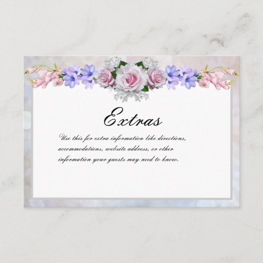 ピンク色のバラ |シルバー《写真》ぼけ味結婚の詳細 エンクロージャーカード (正面)