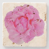 ピンク色のバラ ストーンコースター (正面)