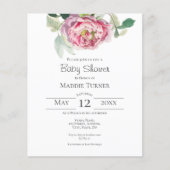 ピンク色のバラ |ベビーシャワー招待状 (正面)