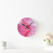 ピンク色のバラ ラウンド壁時計 (ホーム)
