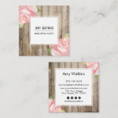 ピンク色のバラ、木素朴、ソーシャルアイコン スクエア名刺 (正面/裏面)