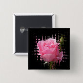 ピンク色のバラ 缶バッジ (正面&裏面)