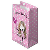 ピンク色のバルーンと30歳の誕生日スティック・ガール スモールペーパーバッグ (正面アングル)