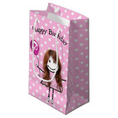 ピンク色のバルーンと40歳の誕生日スティック・ガール スモールペーパーバッグ (正面アングル)