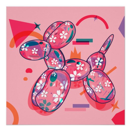 ピンク色のバルーンドッグ ポスター (正面)