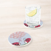 ピンク色のバルーンブーケかわいらしを持つ愛らしいラディバグ コースター (側面)