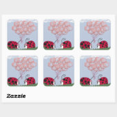 ピンク色のバルーンブーケかわいらしを持つ愛らしいラディバグ スクエアシール (シート)