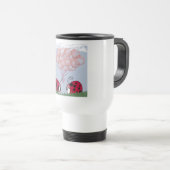 ピンク色のバルーンブーケかわいらしを持つ愛らしいラディバグ トラベルマグ (正面右)