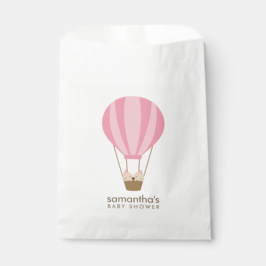 ピンク色のバルーンベビーシャワーの双子の少女 フェイバーバッグ (正面)