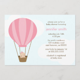 ピンク色のバルーンベビーシャワーの女の子 招待状