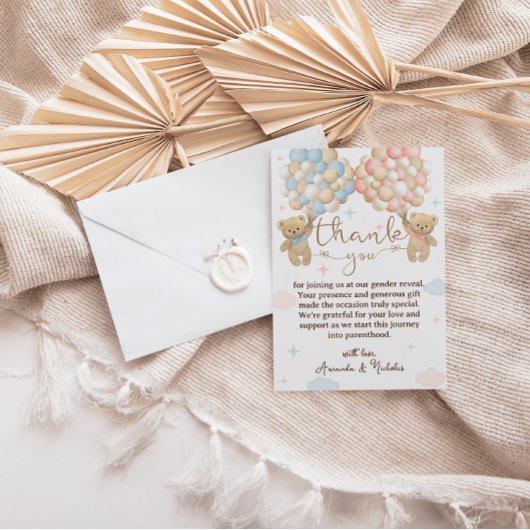 ピンク色のバルーン性別の表示 サンキューカード