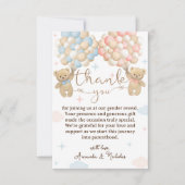 ピンク色のバルーン性別の表示 サンキューカード (正面)