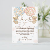 ピンク色のバルーン性別の表示 サンキューカード (スタンド正面)