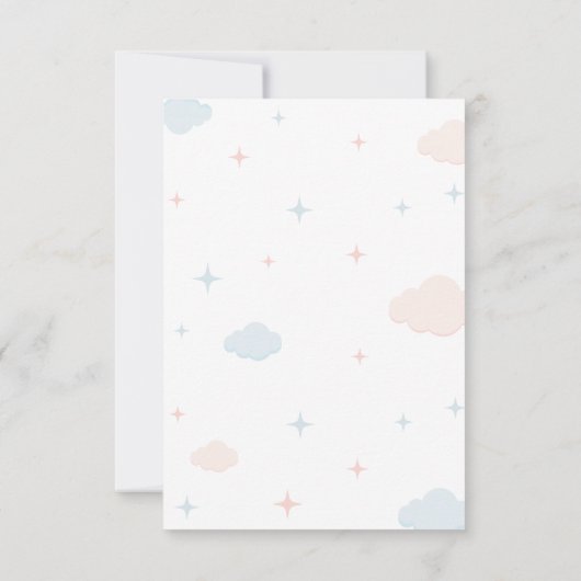 ピンク色のバルーン性別の表示 サンキューカード (裏面)