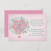 ピンク色のバルーン赤ちゃんシャワーブックカードで本を持ち込む 招待状 (正面/裏面)