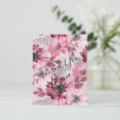 ピンク色のバーガンディの花。 サンキューカード (スタンド正面)