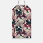 ピンク色のバーガンディーの水色の花 ギフトタグ (正面)