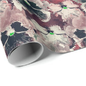 ピンク色のバーガンディーの水色の花 ラッピングペーパー (ロールコーナー)