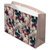 ピンク色のバーガンディーの水色の花 ラージペーパーバッグ (裏面アングル)