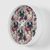 ピンク色のバーガンディーの水色の花 壁時計 (傾斜)