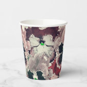 ピンク色のバーガンディーの水色の花 紙コップ (左)