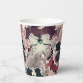 ピンク色のバーガンディーの水色の花 紙コップ (右)