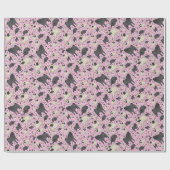 ピンク色のパグ ラッピングペーパー (フラット)