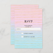 ピンク色のパステルグラデーション(金ゴールド線結婚付き) 出欠カード (正面/裏面)