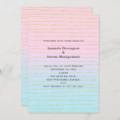 ピンク色のパステルグラデーション(金ゴールド線結婚付き) 招待状 (正面/裏面)