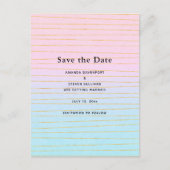 ピンク色のパステルグラデーション(金ゴールド線結婚付き) 案内ポストカード (正面)