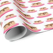 ピンク色のパンケーキプレート模様 ラッピングペーパー (ロールコーナー)