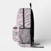 ピンク色のパーソナライズされたキラキラ色のシルバーゼブラ印刷 プリントバックパック (右)