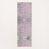 ピンク色のパーソナライズされたキラキラ色のシルバーゼブラ印刷 ヨガマット (正面)