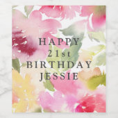 ピンク色のパーソナライズされた葉 ワインラベル (シングルラベル)