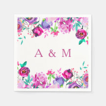 ピンク色のパープルミント水彩結婚花