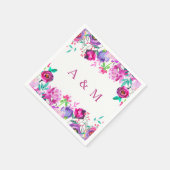 ピンク色のパープルミント水彩結婚花 スタンダードカクテルナプキン (角)