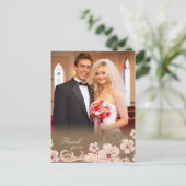 ピンク色のヒビスカス結婚の花の感謝してい写真よ ポストカード (スタンド正面)