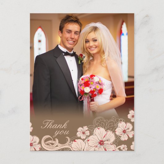 ピンク色のヒビスカス結婚の花の感謝してい写真よ ポストカード (正面)