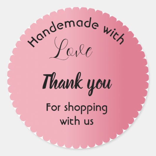 ピンク色のビジネステッカー ラウンドシール (正面)