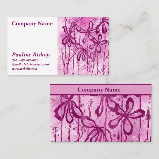 ピンク色のピンク色の花 名刺 (正面/裏面)