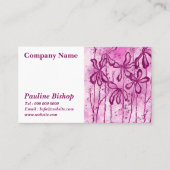 ピンク色のピンク色の花 名刺 (正面)