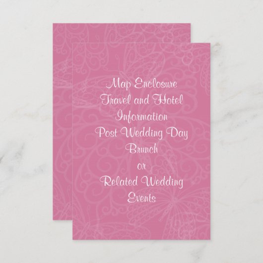 ピンク色のフィラグリーブバタフライエンクロージャカード エンクロージャーカード (正面/裏面)