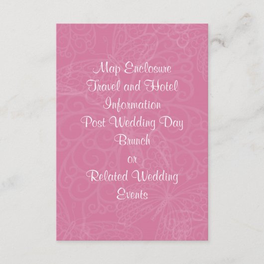 ピンク色のフィラグリーブバタフライエンクロージャカード エンクロージャーカード (正面)