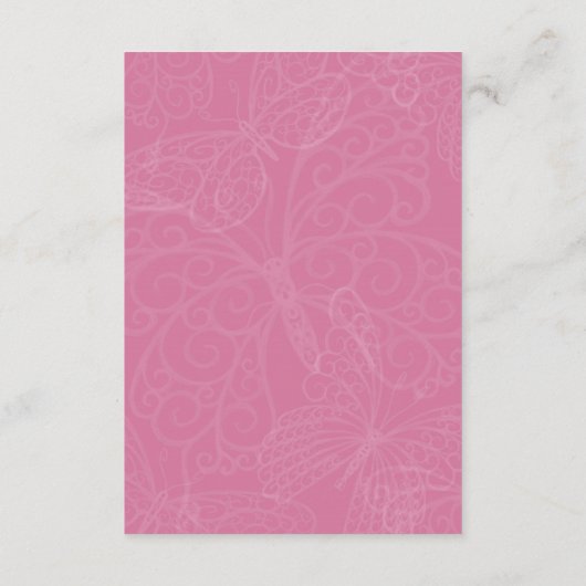 ピンク色のフィラグリーブバタフライエンクロージャカード エンクロージャーカード (裏面)