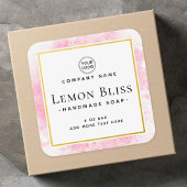 ピンク色のフェイク金ゴールド縁ど製品ラベル スクエアシール