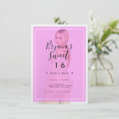ピンク色のフォトティントオーバーレイモダン2ミニマル甘い16 招待状 (スタンド正面)