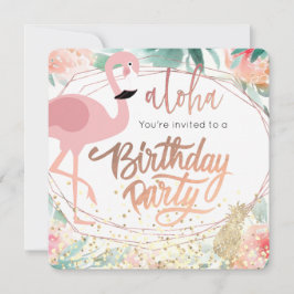 ピンク色のフラミンゴの熱帯性 招待状